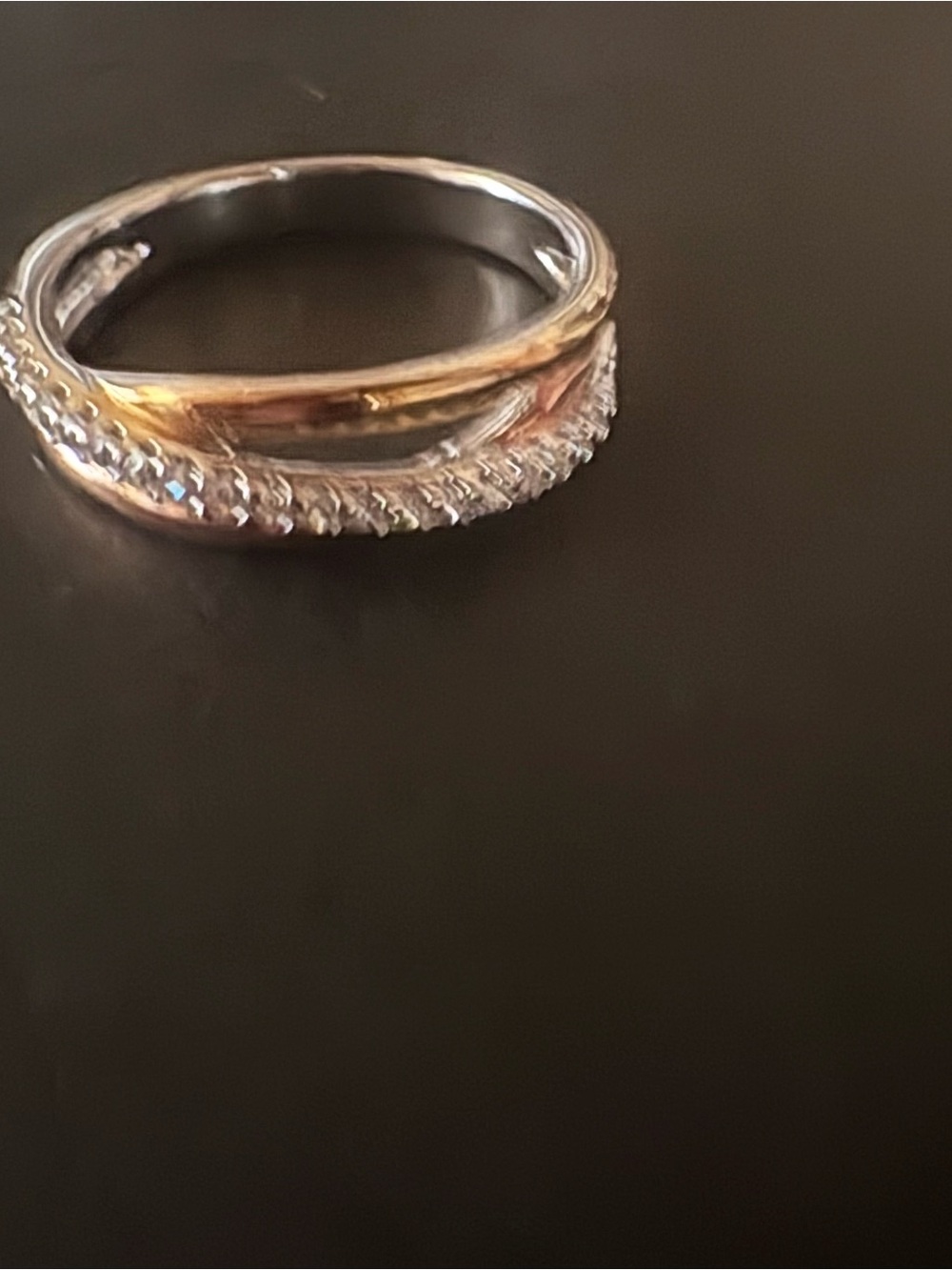 JTV Two-Tone Pavé Accent Ring - Silver and Gold